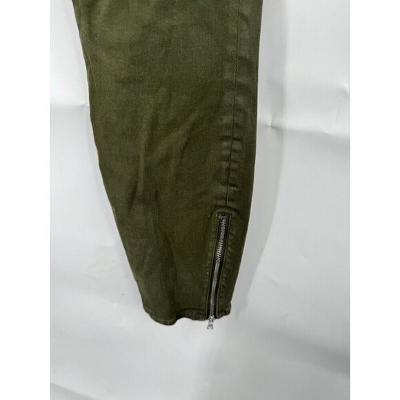 7 For All Mankind Armycoated Cargo Pant Women 29 Green Zip Ankle Grunge Skinny - Picture 10 of 14
